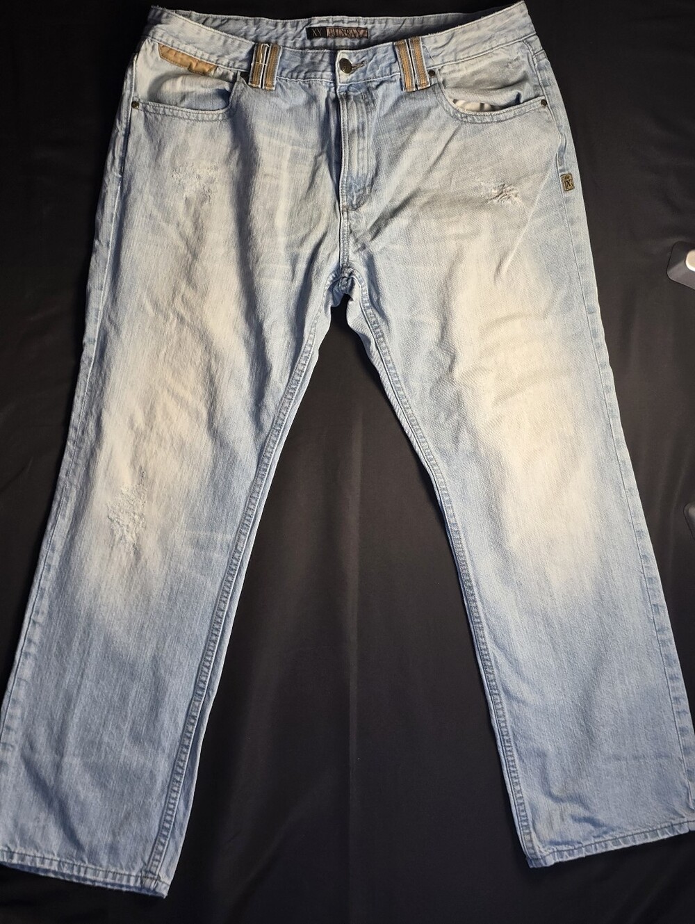 XY X-Ray Men Light Wash Distressed Straight Leg Jeans Size 40 Y2K Grunge